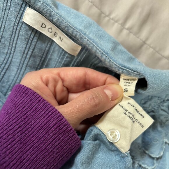 DOEN Wing Mini Dress in Parisian Chambray Blue - Picture 13 of 16